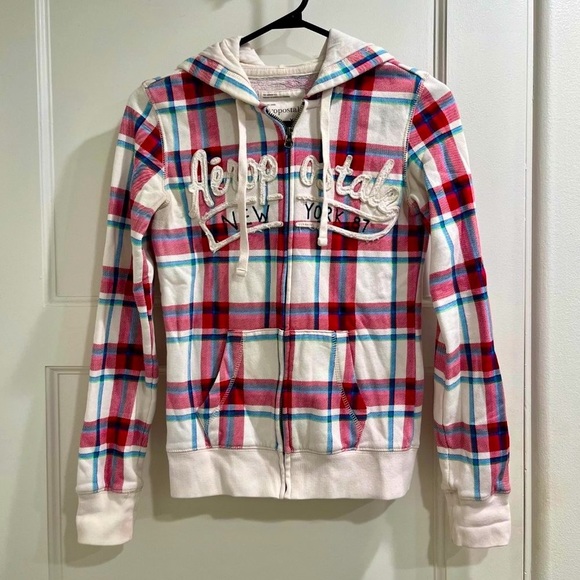 Aeropostale plaid hoodie - Picture 1 of 8